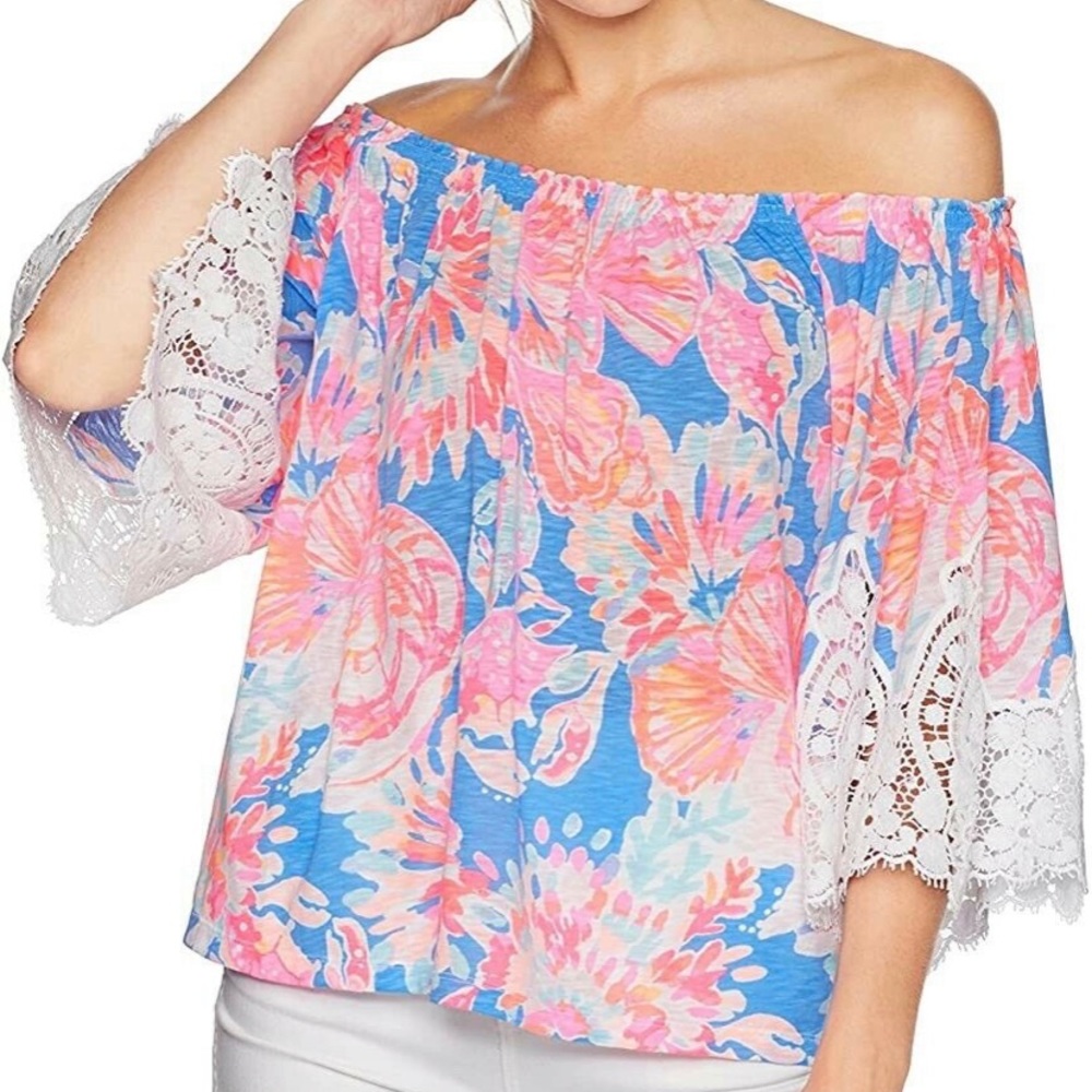 NWT Lilly Pulitzer Zaylee Top Bennett Blue Small